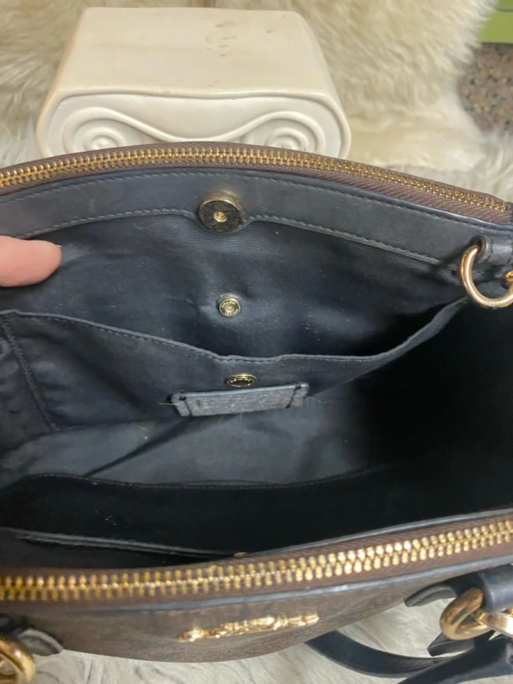 Coach Signature Mini Bennett Satchel Brown Black Gold Hardware Crossbody - Picture 9 of 16